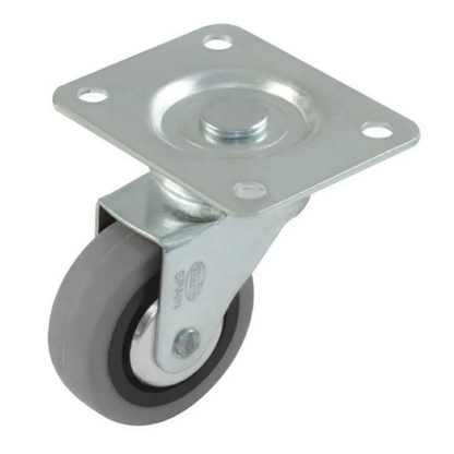 Roulette de meuble en caoutchouc Ø50 mm avec platine 70x55 mm