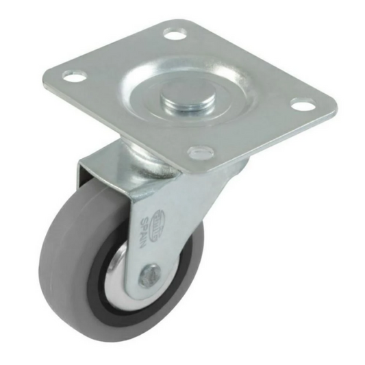 Roulette de meuble en caoutchouc Ø50 mm avec platine 70x55 mm