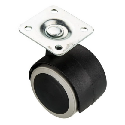 Roulette pivotante pour meuble en caoutchouc avec platine de fixation Ø50 mm