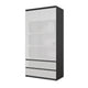 JOELLE - Armoire 2 Portes avec 2 Tiroirs - Anthracite / Blanc Brillant H180cm L90cm P50cm