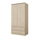 JOELLE - Armoire 2 Portes avec 2 Tiroirs - Chêne Sonoma H180cm L90cm P50cm