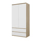 JOELLE - Armoire 2 Portes avec 2 Tiroirs - Chêne Sonoma / Blanc Matt H180cm L90cm P50cm