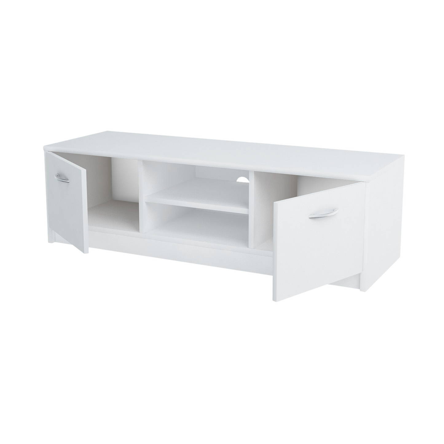 GRACE - Meuble TV avec 2 Portes et 1 Étagère - Blanc Matt H36cm L120cm P41cm