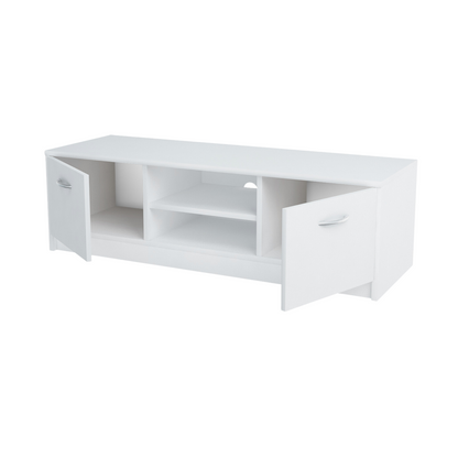 GRACE - Meuble TV avec 2 Portes et 1 Étagère - Blanc Matt H36cm L120cm P41cm