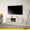 GRACE - Meuble TV avec 2 Portes et 1 Étagère - Blanc Matt H36cm L120cm P41cm