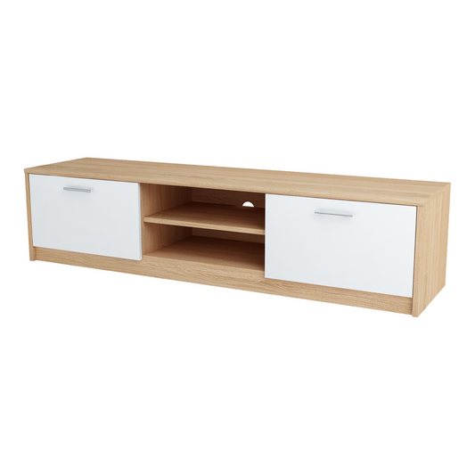 JANE - Meuble TV avec 2 Portes et 1 Étagère - Chêne Sonoma / Blanc Matt H36cm L160cm P41cm