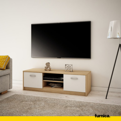 GRACE - Meuble TV avec 2 Portes et 1 Étagère - Chêne Sonoma / Blanc Matt H36cm L120cm P41cm