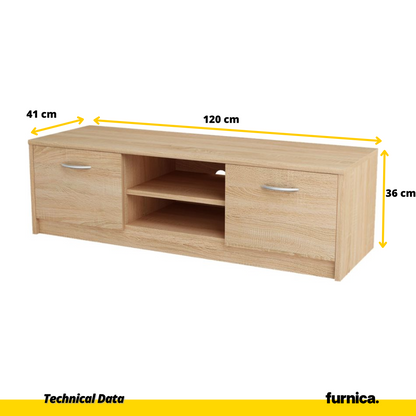 GRACE - Meuble TV avec 2 Portes et 1 Étagère - Chêne Sonoma H36cm L120cm P41cm