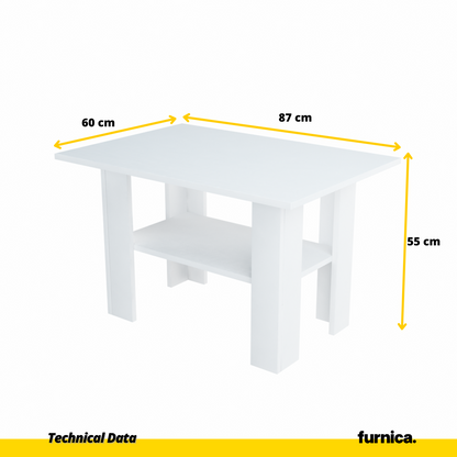 DYLAN - Table Basse - Blanc Matt H55cm L87cm P60cm