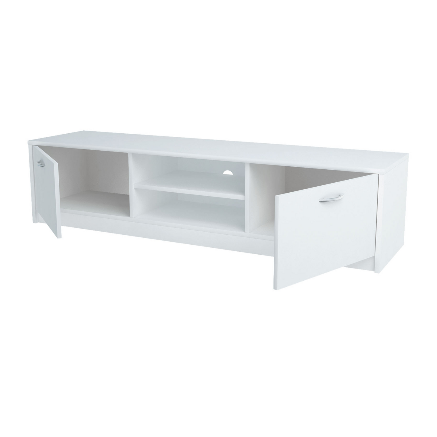 JANE - Meuble TV avec 2 Portes et 1 Étagère - Blanc Matt H36cm L160cm P41cm