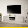 JANE - Meuble TV avec 2 Portes et 1 Étagère - Blanc Matt H36cm L160cm P41cm