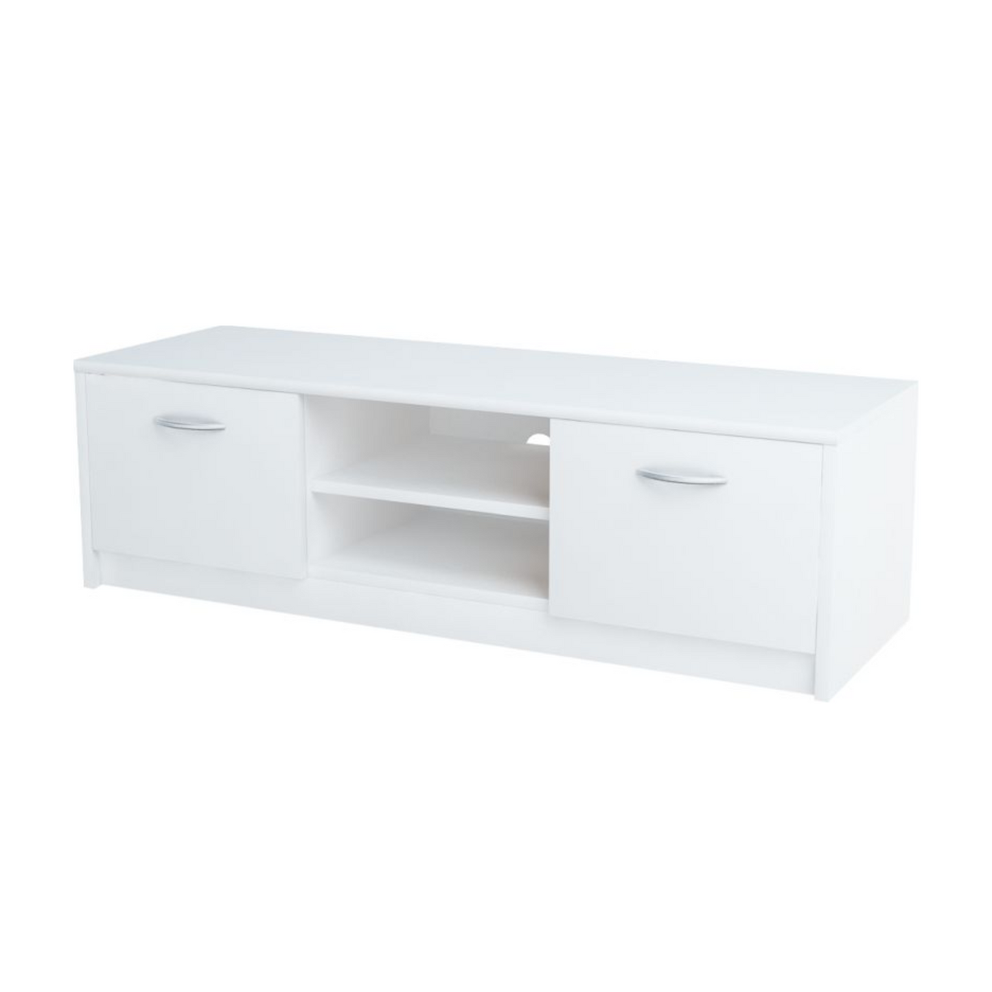 GRACE - Meuble TV avec 2 Portes et 1 Étagère - Blanc Matt H36cm L120cm P41cm