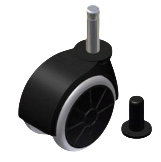 Roulette pivotante en caoutchouc pour meuble avec tige 8 mm et douille - Ø50mm
