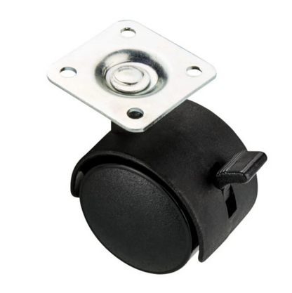 Roulette pivotante pour meuble avec platine et frein Ø50mm