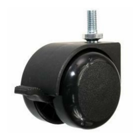 Roulette pivotante pour meuble avec tige filetée et frein Ø50mm