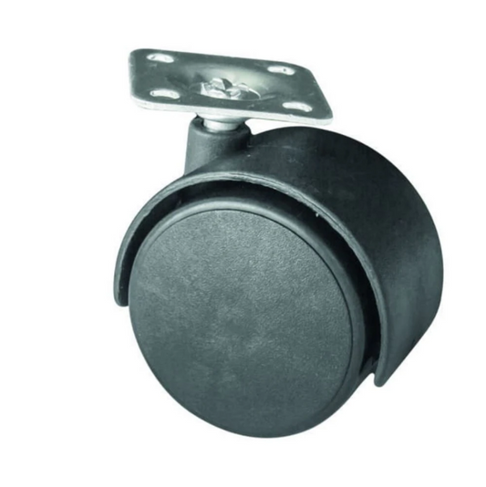Roulette pivotante pour meuble en plastique avec platine Ø 50 mm
