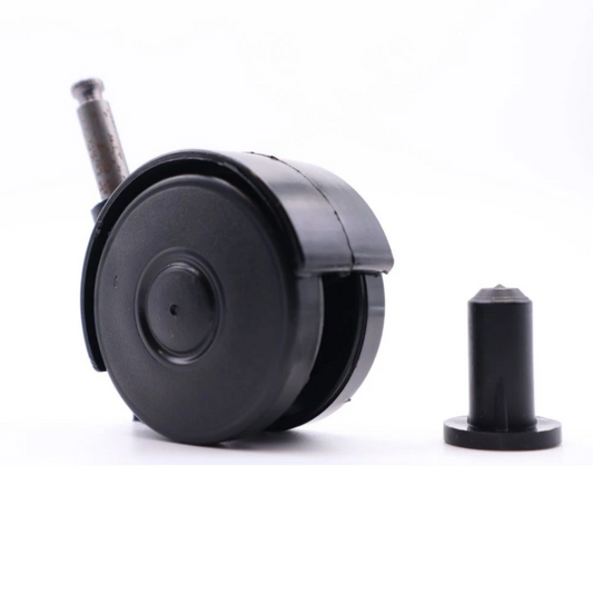 Roulette pivotante pour meuble en plastique avec tige 8 mm et douille - Ø 55 mm