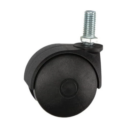 Roulette pivotante pour meuble en plastique avec tige filetée M8 - Ø60mm