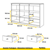 NOAH - Commode 3 Tiroirs et 3 Portes - Meuble de Rangement pour Couloir/Chambre - Buffet - H75cm L120cm P35cm (Chêne Sonoma/Blanc Brillant)