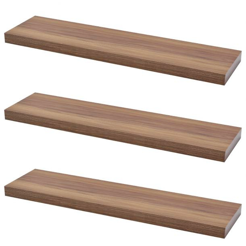 Étagère murale invisible 900mm - Lot de 3 - Noyer