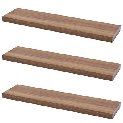 Étagère murale invisible 900mm - Lot de 3 - Noyer