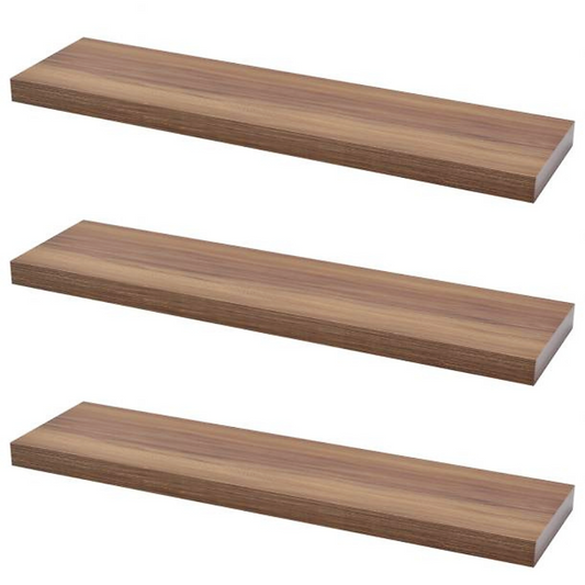 Étagère murale invisible 900mm - Lot de 3 - Noyer