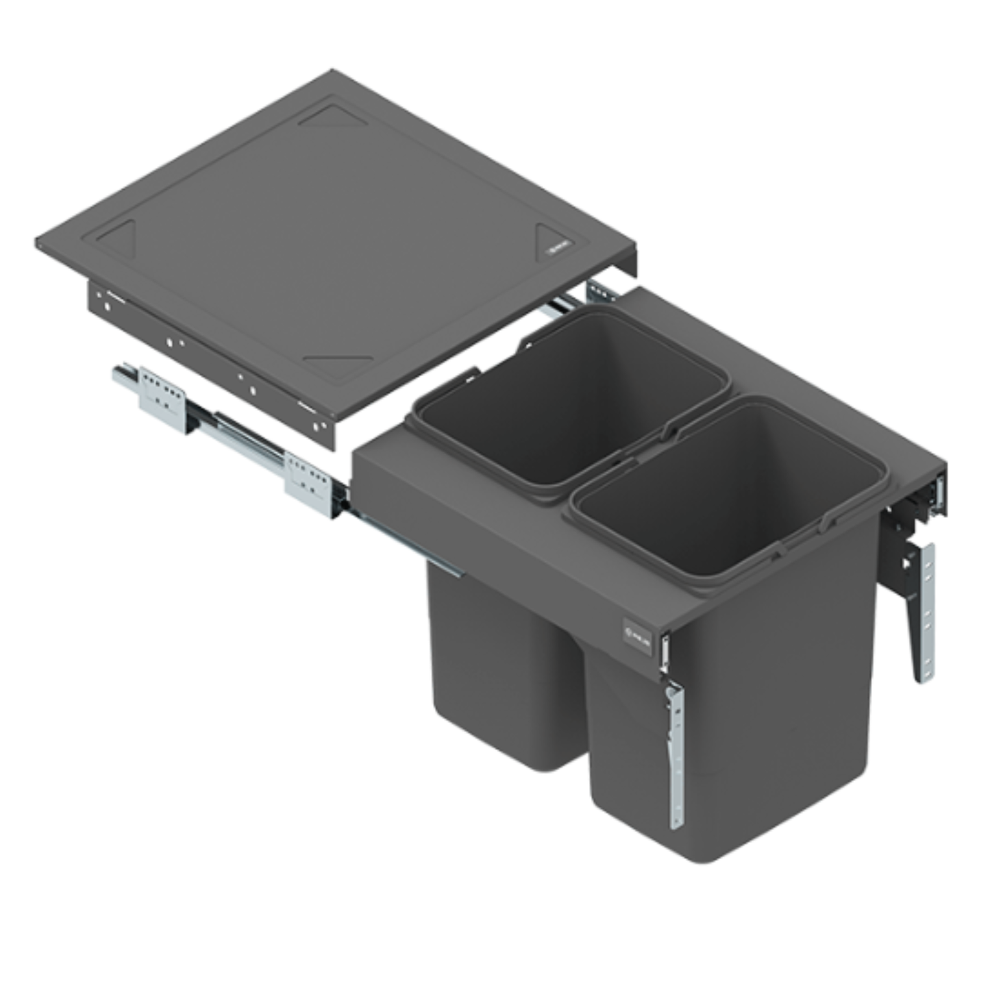 Poubelle de cuisine encastrable - 2x15L - 50cm Cabinet