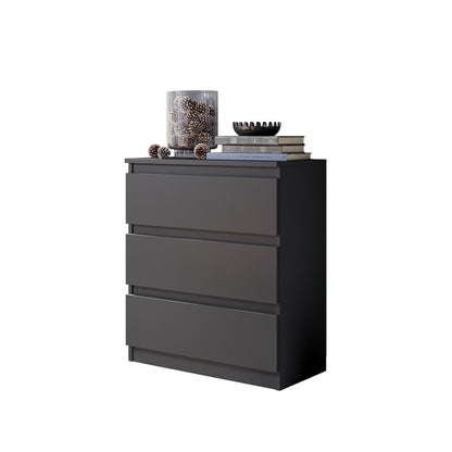 GABRIEL - Commode 3 Tiroirs - H72 cm L60 cm P33 cm (Anthracite)