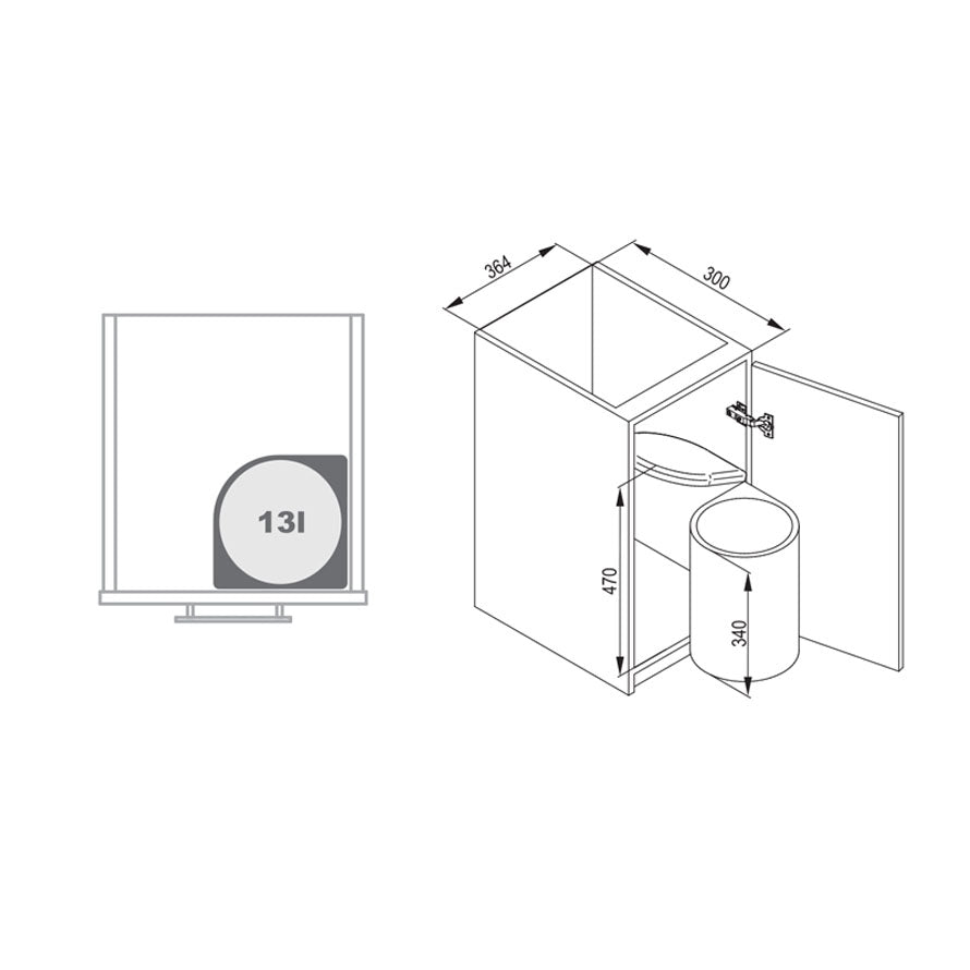 Poubelle de cuisine encastrable AUTOMAT 270 - 13L - 45cm Meuble