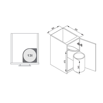 Poubelle de cuisine encastrable AUTOMAT 270 - 13L - 45cm Meuble
