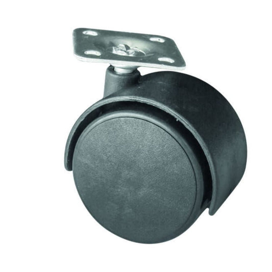 Roulette pivotante pour meuble en plastique avec platine de fixation Ø40 mm