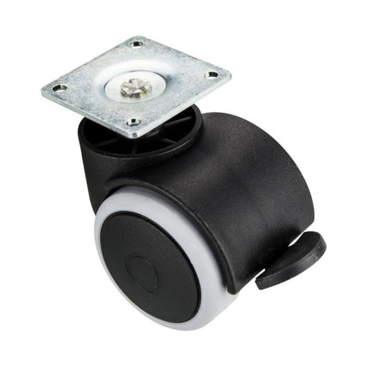 Roulette pivotante pour meuble avec platine et frein Ø40mm