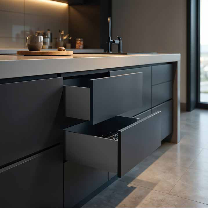 Système de tiroir à fermeture amortie Slim Box 40 kg, pour panneaux 16 et 18 mm, 250-550mm