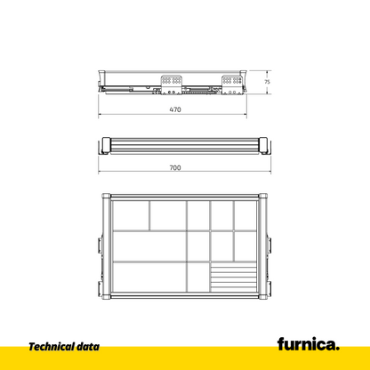 Pull Out Multifunctional Shelf for 80 cm Cabinet Soft-Close -  Aluminum/Wood - Grey