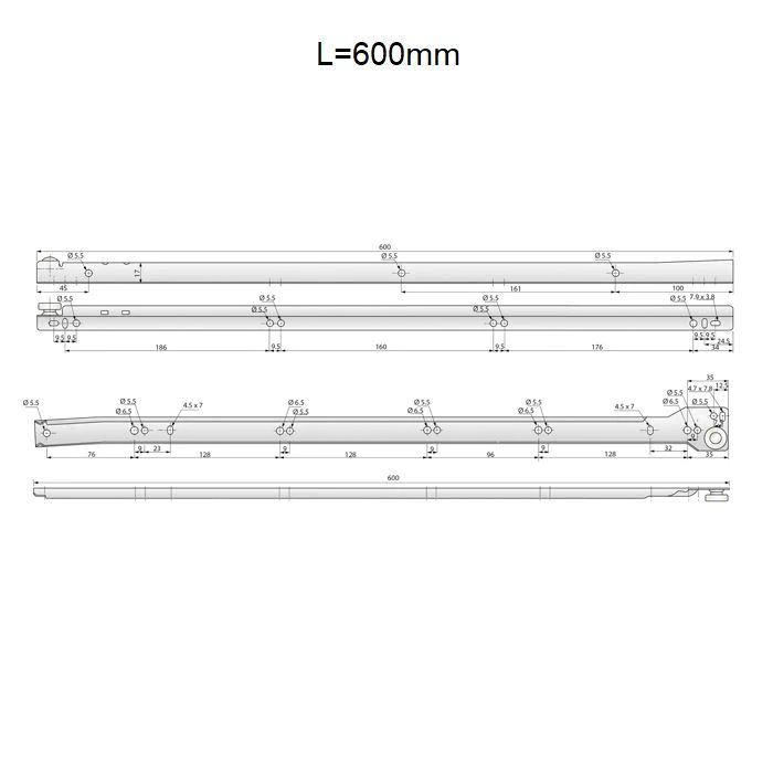 Ensemble de glissières à rouleaux POM blanches - 250-600mm