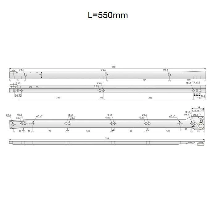 Ensemble de glissières à rouleaux POM blanches - 250-600mm