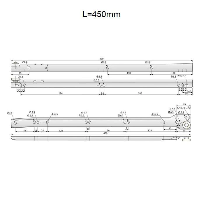 Ensemble de glissières à rouleaux POM blanches - 250-600mm