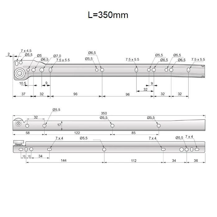 Ensemble de glissières à rouleaux POM blanches - 250-600mm