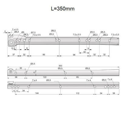 Ensemble de glissières à rouleaux POM blanches - 250-600mm