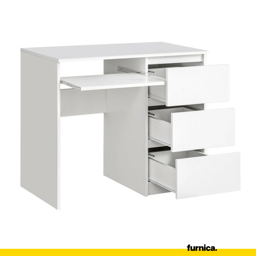 BRUNO - Bureau d'ordinateur - 3 Tiroirs et Plateau pour Clavier - H76cm L90cm P50cm - Droit (Anthracite)