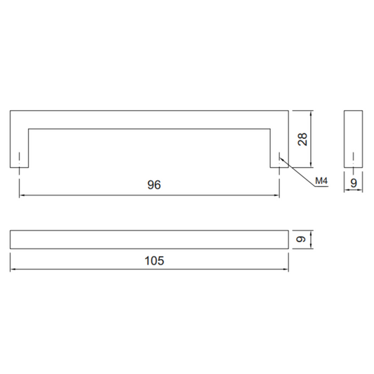 MODERN - Poignée de meuble 96mm - Chrome