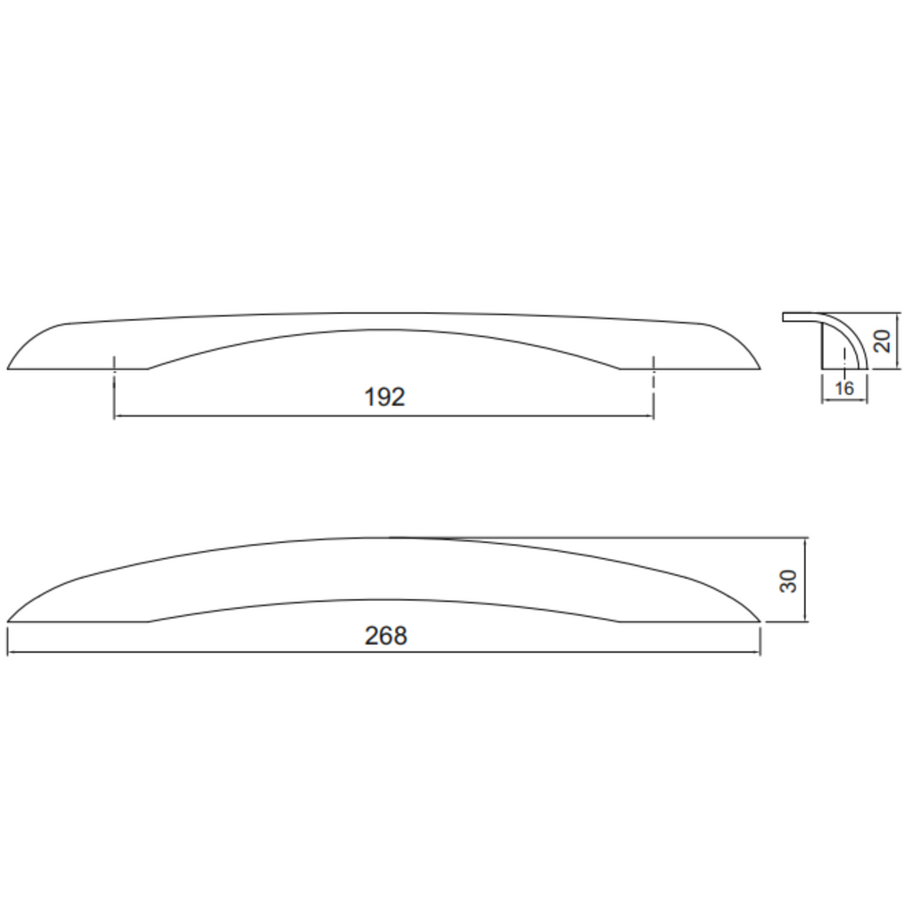 Poignée de meuble 192mm U079 - Chrome