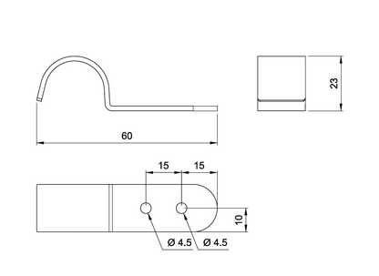 Support horizontal pour étagère 25mm, Chrome