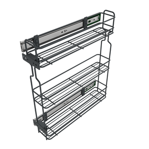 Rangement coulissant de 15 cm à fermeture latérale silencieuse - 3 paniers - Anthracite