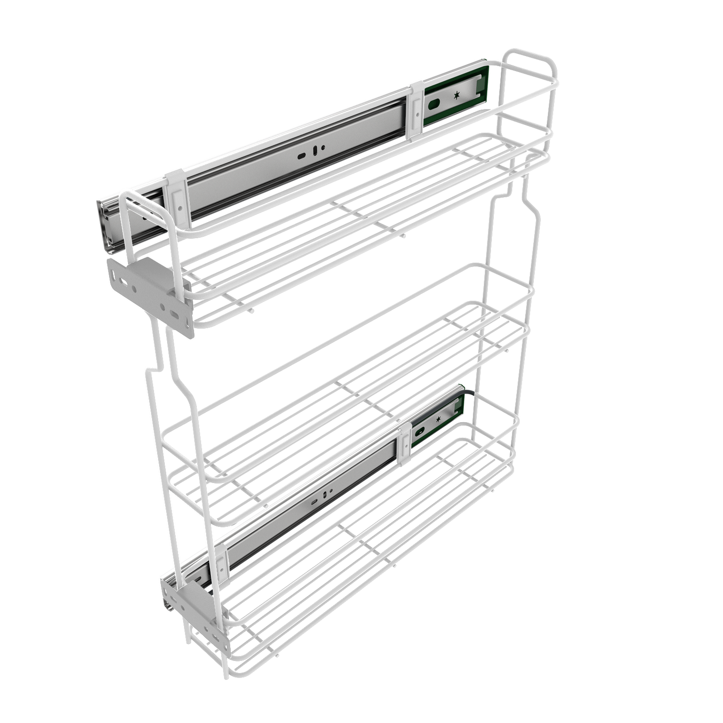 Rangement coulissant de 30 cm à fermeture latérale silencieuse  - 3 paniers - Blanc