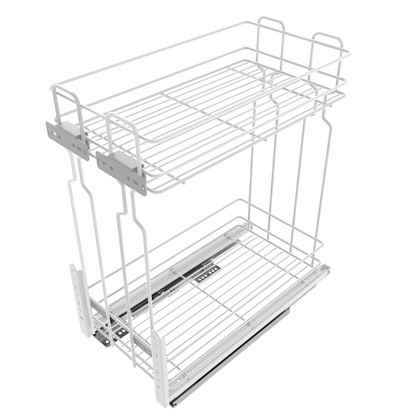 Rangement coulissant de 60 cm à fermeture silencieuse - 2 paniers - Blanc