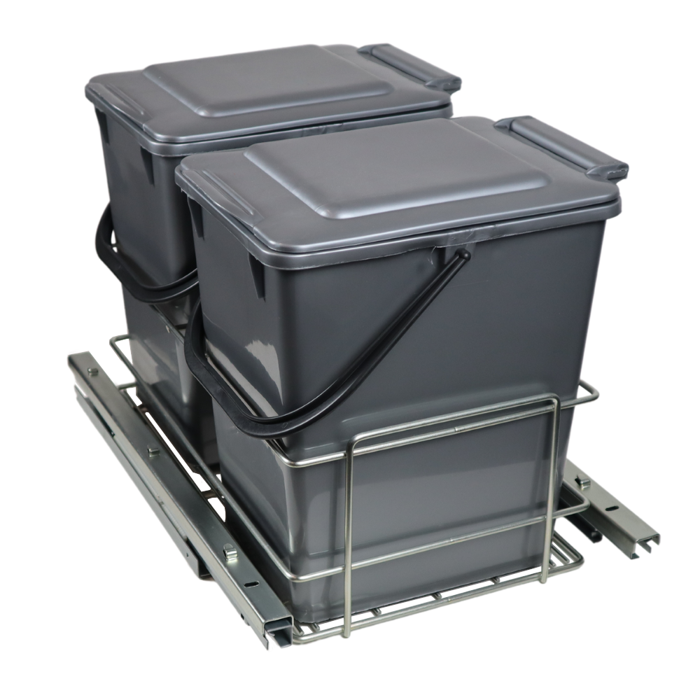 Poubelle de cuisine encastrable à fermeture silencieuse / Organiseur 2 x 10L - 40cm Cabinet