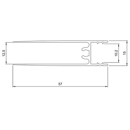 Profilé Horizontal Inférieur en Aluminium de 10 mm 560 cm - Anodisé Argent
