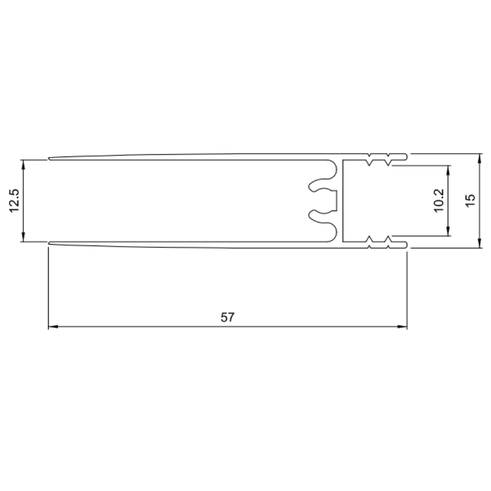 Profilé Horizontal Inférieur en Aluminium de 10 mm 560 cm - Anodisé Argent