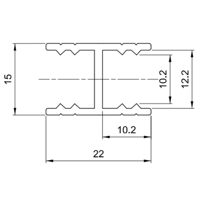 Barre de Connexion en H 10mm Profilé Horizontal en Aluminium 560cm - Argent Anodisé